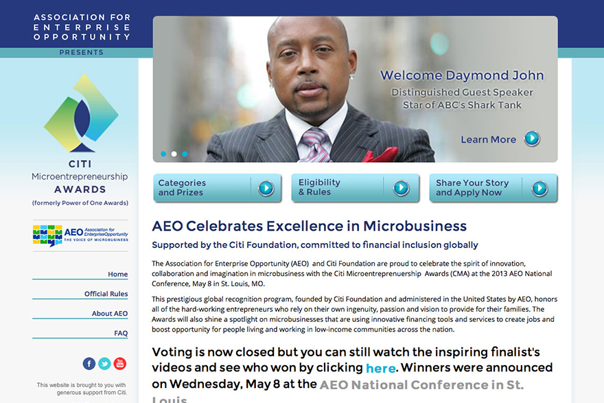 AEO Citi Microbusiness Awards website